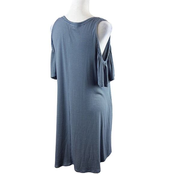 Altar’d‎ State Cold Shoulder Blue Striped Medium Dress Preppy Classic - Picture 3 of 9